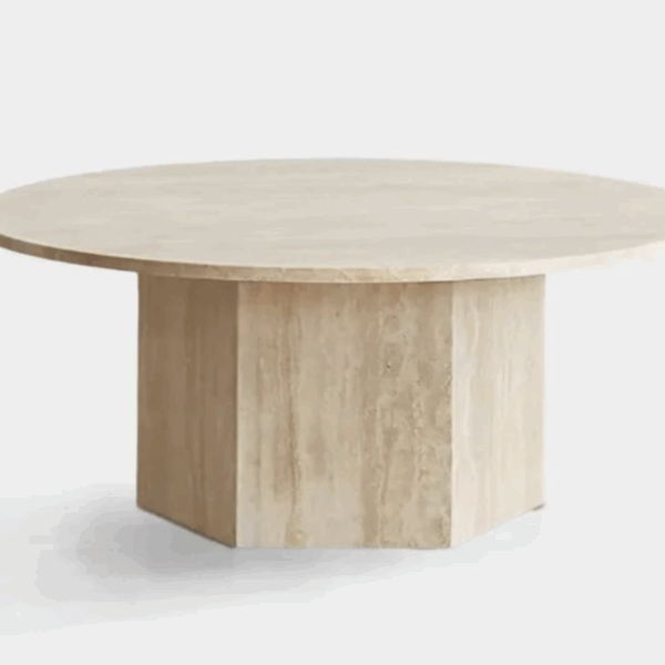 HAND CRAFTED ORGANIC TRAVERTINE ROUND COFFEE TABLE Sale price